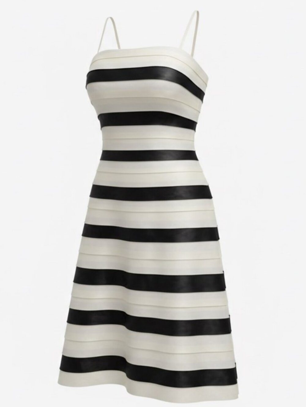 BCBGMAXAZRIA Striped Black White Woven Dress